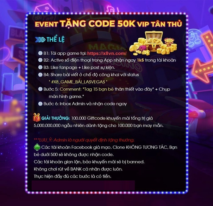 Event tặng Code 50k tại X8 Club